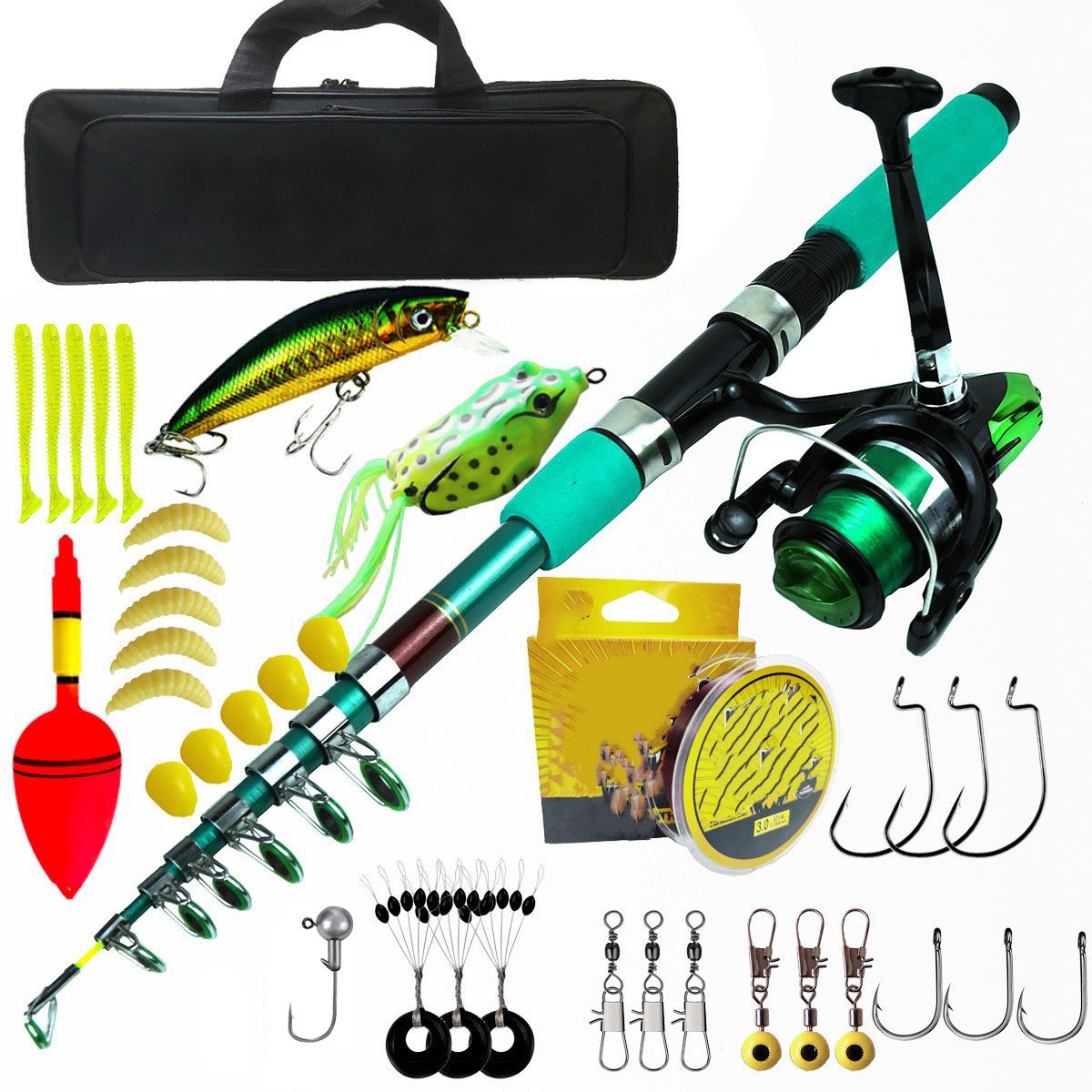 Fishing Rod Spinning - طقم صيد سمك الشبوط المتكامل: صنارة